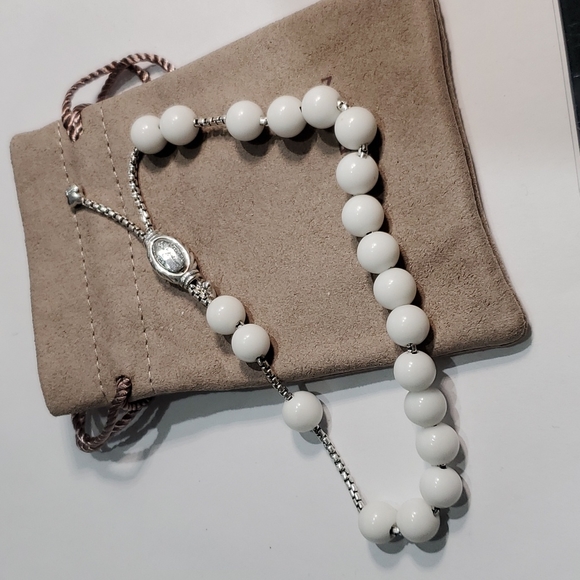 David Yurman White Agate 8mm Spiritual Beaded Bracelet Sterling Silver - Picture 5 of 8